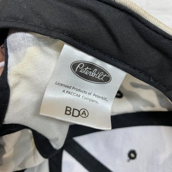 Peterbilt Camo Hat Distressed Cap Black Gray White Embroidered Logo Outdoors - Picture 10 of 11